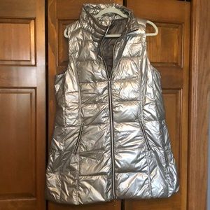 Women’s Silver Puffy Vest (long)